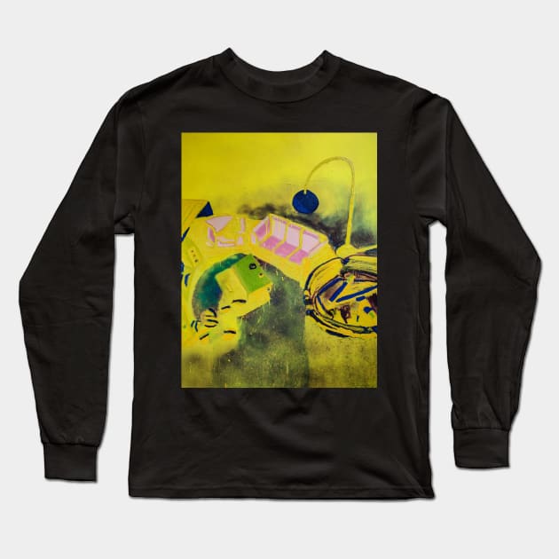 Yellow Interior Painting Long Sleeve T-Shirt by MihaiCotiga Art